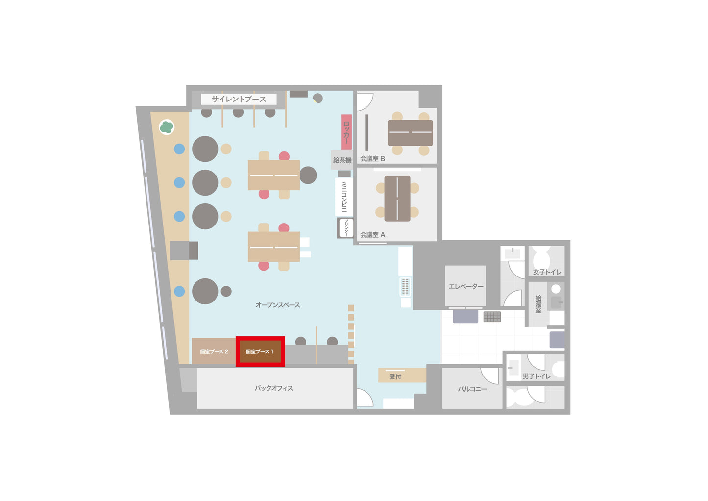 【月額会員様専用】【防音】3F 個室ブース(部屋指定なし)【平日 9:00~18:00】