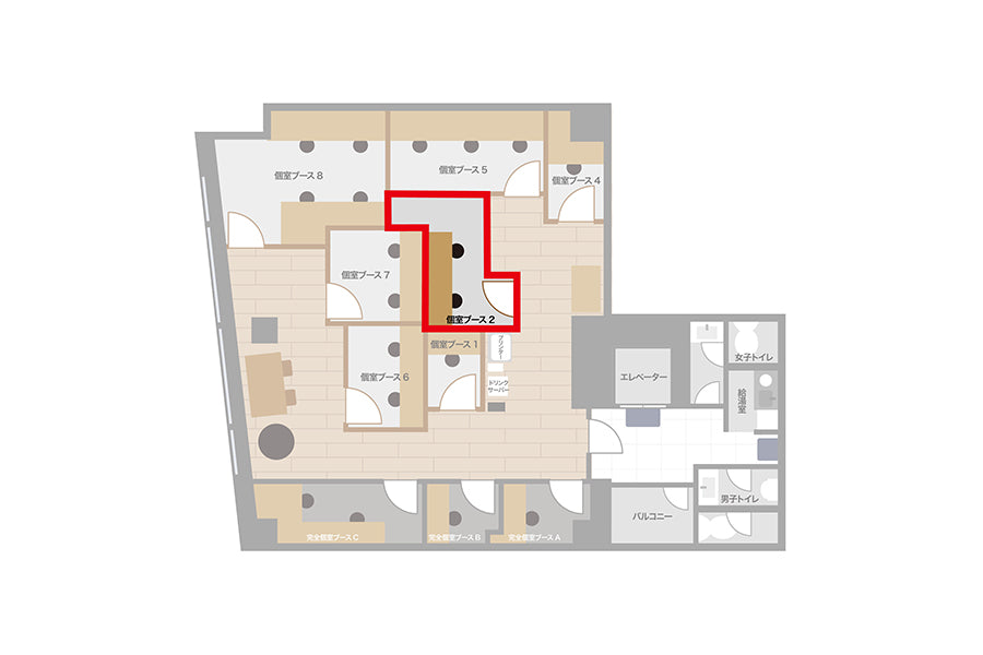 4F 半個室ブース 2(1~2名様利用)【平日 7:00~18:00】