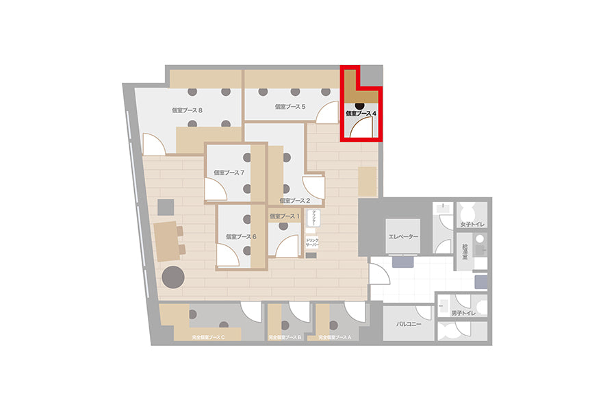 【月額会員様専用】4F 半個室ブース 4(1名様利用)【平日 9:00~18:00】