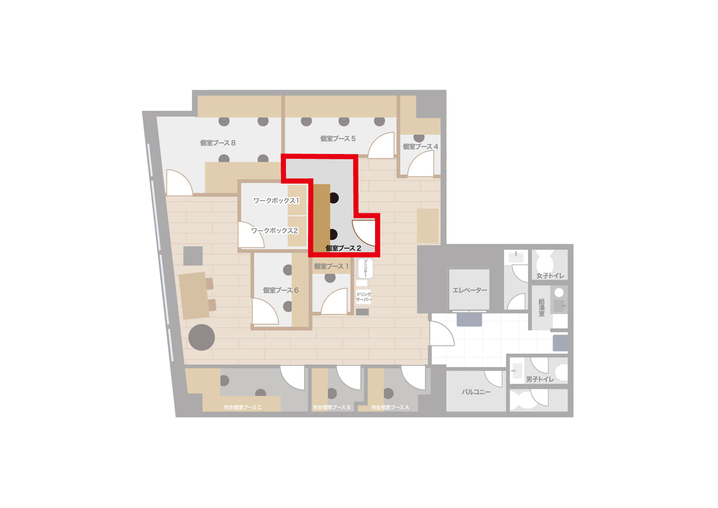 [1 day only] 4F semi-private booth 2 (for 1-2 people) [Weekdays 10:00-19:00]