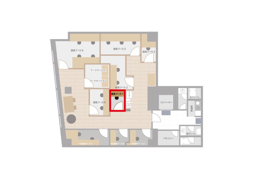 4F Semi-private booth 4 (single occupancy) [Weekdays 10:00-19:00]