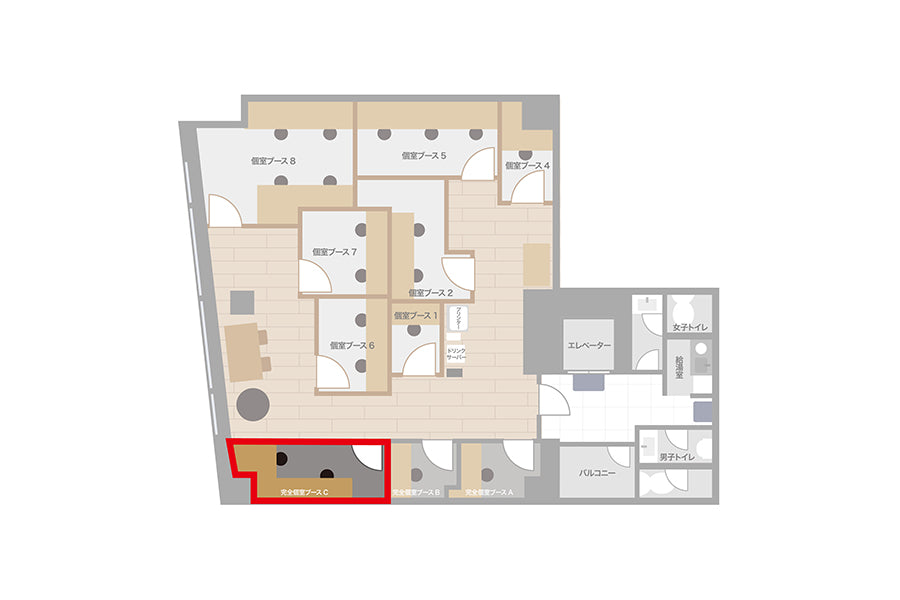 【月額会員様専用】【窓あり】4F 個室ブース C（1～2名様利用）【平日10:00～19:00】